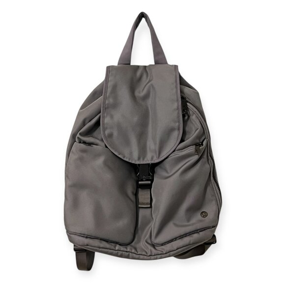 Lululemon City Adventurer Backpack Mini Gray Drawstring Flap Zip Gym Travel Bag - Picture 1 of 15